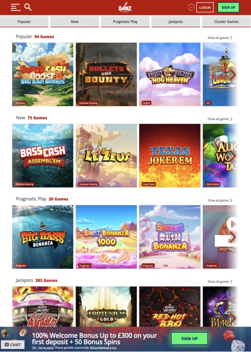 Classic bar-themed slots library Barz Casino
